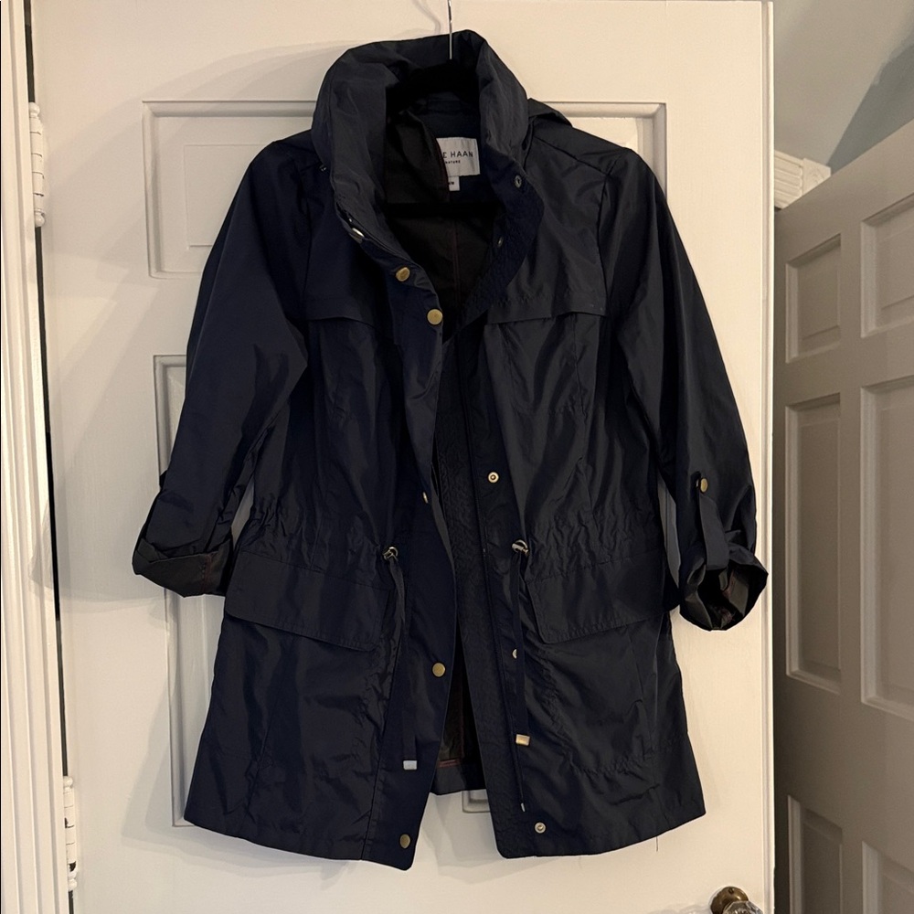 Cole Haan Navy Utility Jacket with Drawstring Waist
